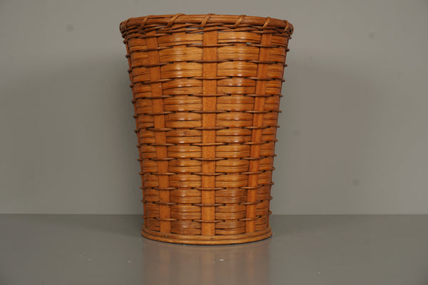 Vintage Wastebasket Rattan Basket Wicker Weave 1960s - Image 5