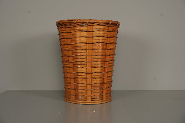 Vintage Wastebasket Rattan Basket Wicker Weave 1960s - Image 6