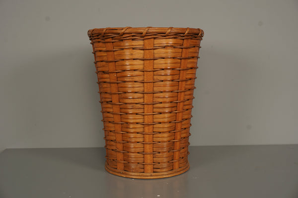 Vintage Wastebasket Rattan Basket Wicker Weave 1960s - Image 7