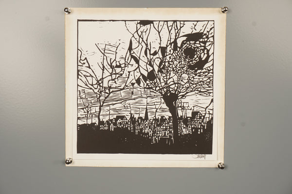Robert Junod Art Print Linocut 70s Black-White Paper - Image 2