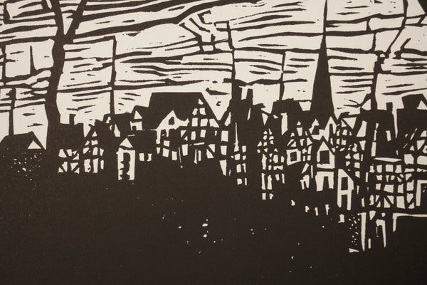Robert Junod Art Print Linocut 70s Black-White Paper - Image 5