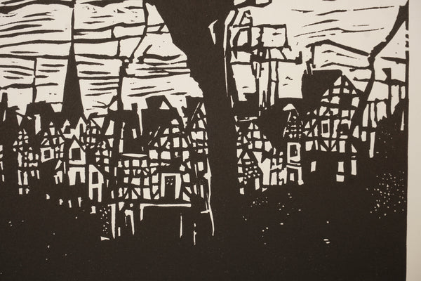 Robert Junod Art Print Linocut 70s Black-White Paper - Image 6