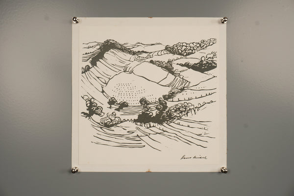 Hans Keidel Vintage Linocut "Oberpfalzer Landscape 79" 70s Art Print - Image 2