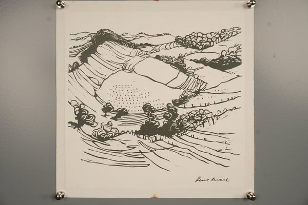 Hans Keidel Vintage Linocut "Oberpfalzer Landscape 79" 70s Art Print - Image 3