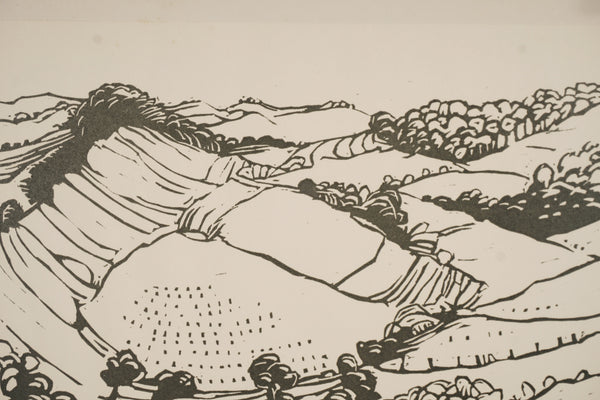 Hans Keidel Vintage Linocut "Oberpfalzer Landscape 79" 70s Art Print - Image 5