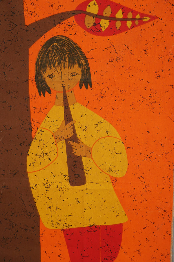 Traute Sänger Tapestry 70s POP ART Orange Yellow Cotton - Image 3