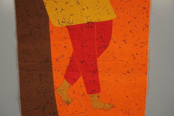 Traute Sänger Tapestry 70s POP ART Orange Yellow Cotton - Image 5