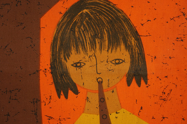 Traute Sänger Tapestry 70s POP ART Orange Yellow Cotton - Image 8