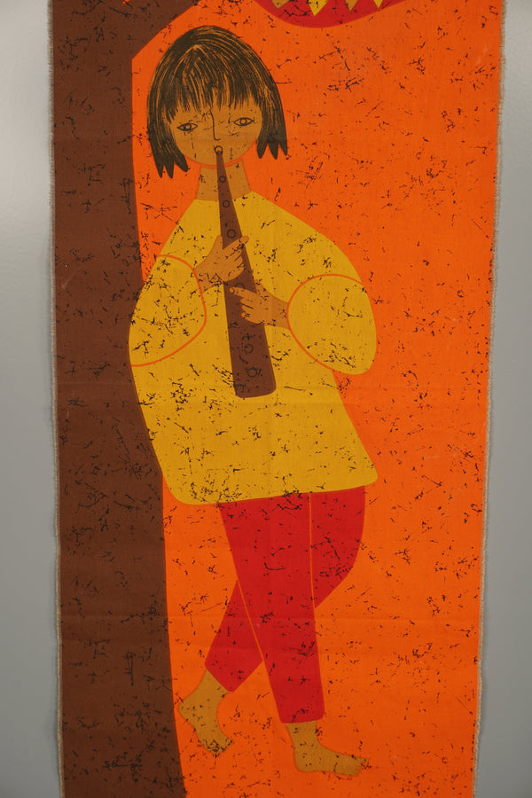 Traute Sänger Tapestry 70s POP ART Orange Yellow Cotton - Image 9