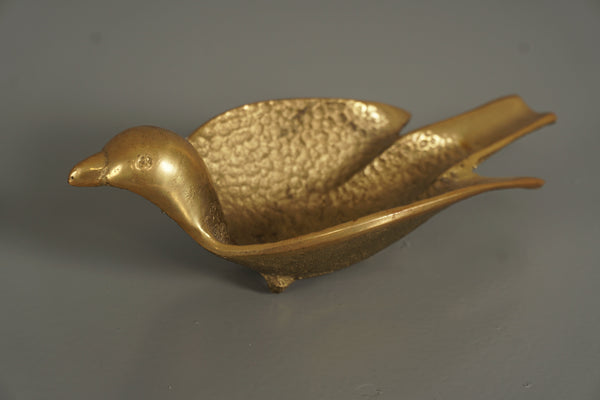 Vintage Brass Bird Solid 1960s Bowl Tray for Keys or Jewelry