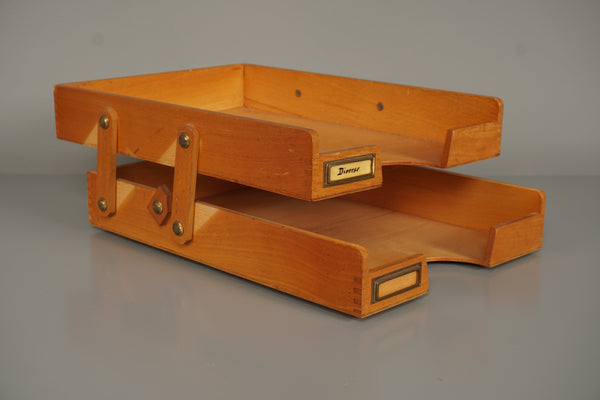 Vintage Wooden Document Tray 1950s Bauhaus Upward Folding