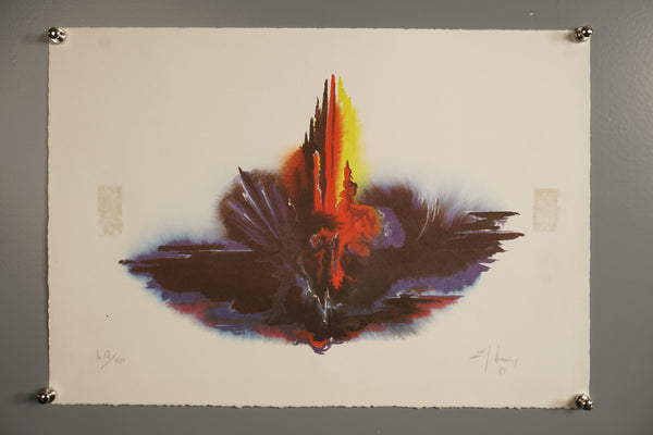 Ernst G. Haring Art Print Limited Edition 80s Cream Red Paper - Image 2