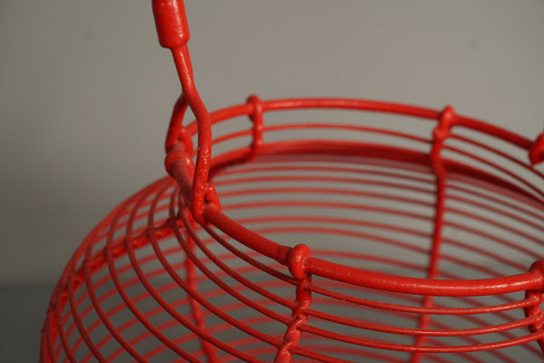 Vintage Egg Basket Wire Basket 1950s Red Metal - Image 6