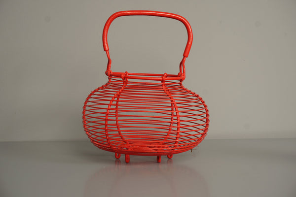 Vintage Egg Basket Wire Basket 1950s Red Metal - Image 8