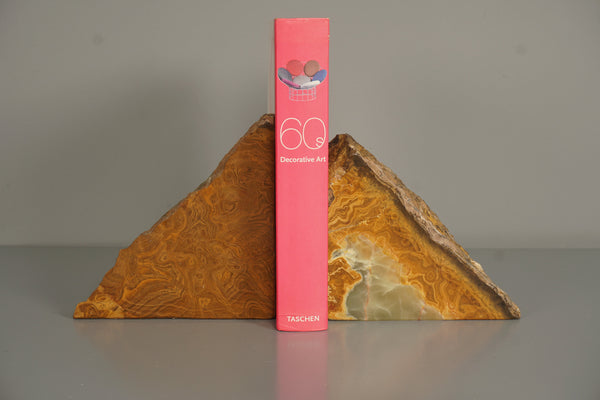 Vintage Pair Agate Bookends Polished 70s Brown Stone - Image 2