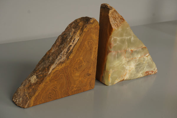 Vintage Pair Agate Bookends Polished 70s Brown Stone - Image 6