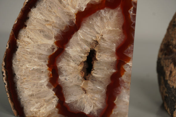 Vintage Pair Agate Geode Bookends 1970s Pink Cream Stone - Image 8