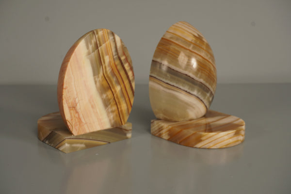 Vintage Agate Bookends Pair 1970s Green Orange Marble - Image 7