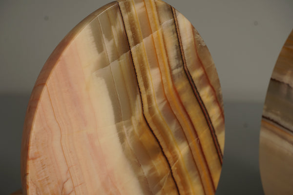 Vintage Agate Bookends Pair 1970s Green Orange Marble - Image 8