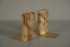Vintage Bookend Pair Marble-Onyx Polished 1970s Beige Gold - Image 2