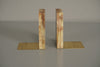 Vintage Bookend Pair Marble-Onyx Polished 1970s Beige Gold - Image 3