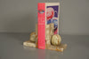 Vintage Pair Onyx Bookends 1970s Beige Pink Marble