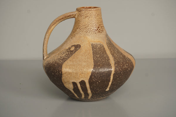 Vintage Handle Vase 1960s WGP Fat Lava Midcentury Ceramic Flower Vase