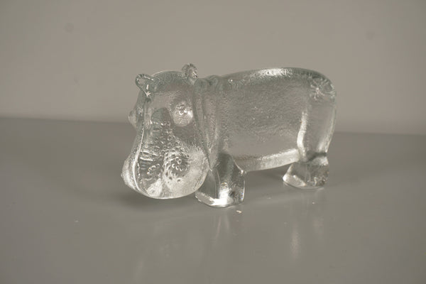 Kosta Boda Bertil Vallien Decorative Sculpture Zoo Series Hippopotamus 70s Clear Glass - Image 3