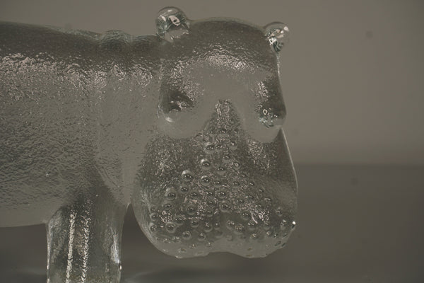 Kosta Boda Bertil Vallien Decorative Sculpture Zoo Series Hippopotamus 70s Clear Glass - Image 6