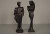 Vintage Mannequin Pair Man and Woman Figurine 80s Ceramic Black White