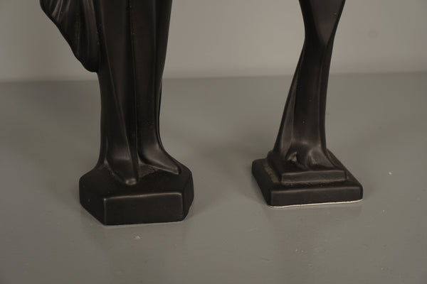 Vintage Mannequin Pair Man and Woman Figurine 80s Ceramic Black White - Image 4