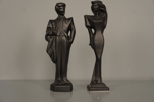 Vintage Mannequin Pair Man and Woman Figurine 80s Ceramic Black White - Image 8