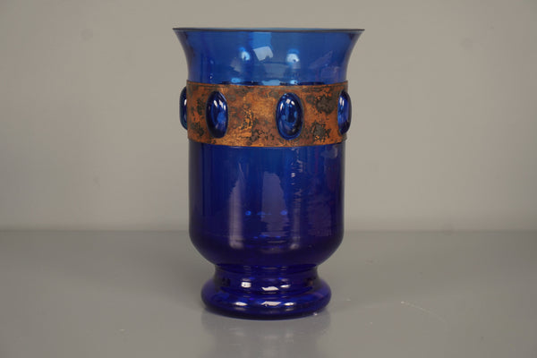 Raak Amsterdam Nanny Still Glass Copper Vase 1960s Blue - Image 3