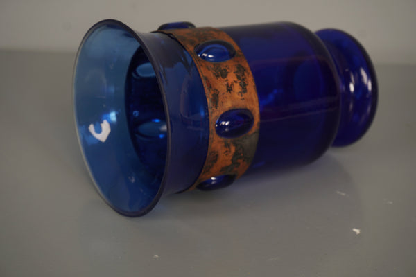 Raak Amsterdam Nanny Still Glass Copper Vase 1960s Blue - Image 9