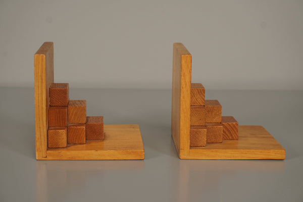 Vintage Pair of Wooden Beech Bookends 1950s Brown - Image 3