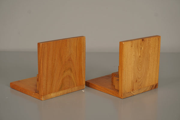 Vintage Pair of Wooden Beech Bookends 1950s Brown - Image 6