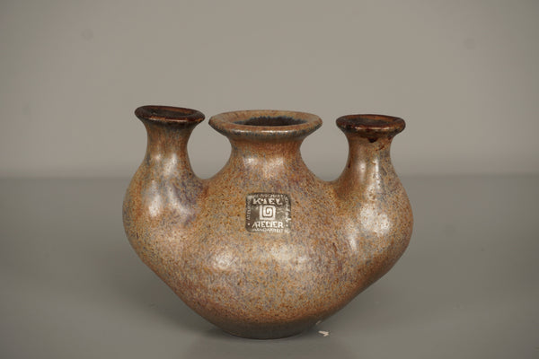 Atelier Handarbeit Kiel Vase Lamp 1960s Brown Ceramic