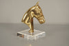 Brass Horse Bust Statue Plexiglass 1970s Gold - Image 4