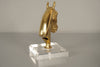 Brass Horse Bust Statue Plexiglass 1970s Gold - Image 5