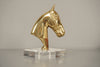 Brass Horse Bust Statue Plexiglass 1970s Gold - Image 6