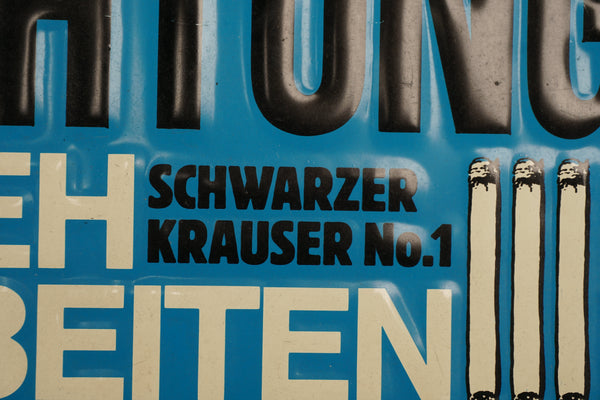 Vintage Metal Sign Achtung Dreharbeiten 1970s Blue White - Image 2