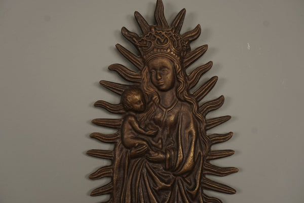 Bronze Wall Relief Marian Image 1960s - Image 5