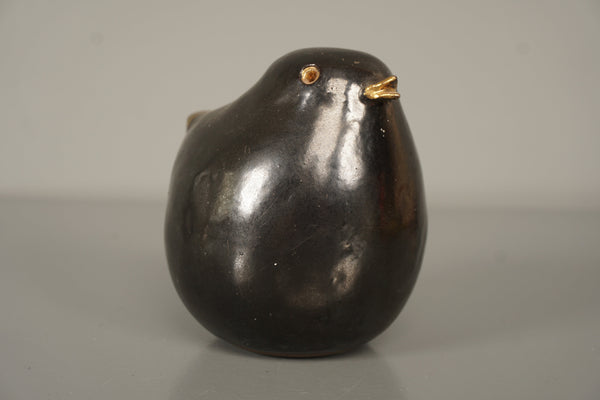 Vintage Ceramic Bird Figurine Mid Century 1960s Black Gold - Image 2