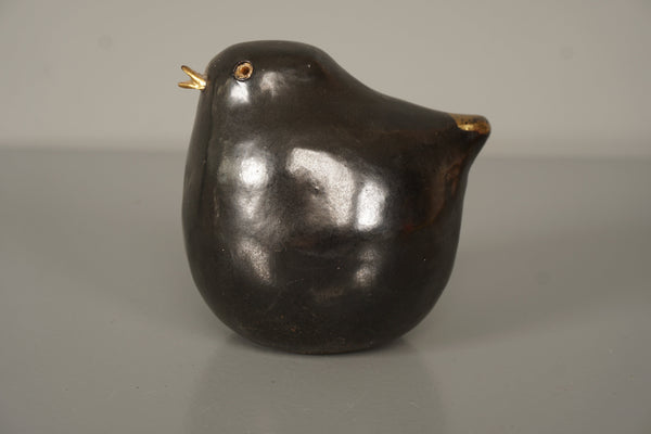 Vintage Ceramic Bird Figurine Mid Century 1960s Black Gold - Image 5