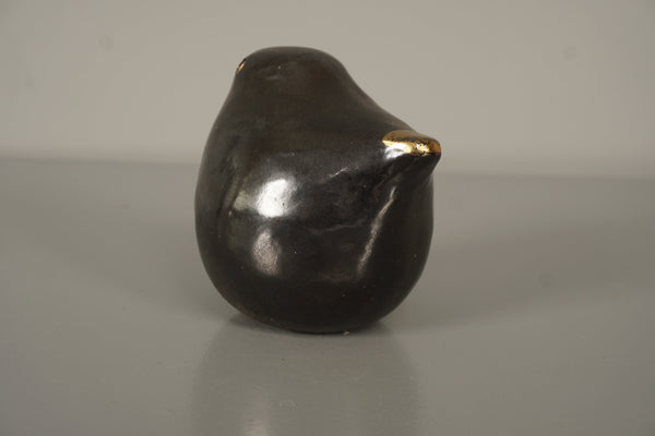 Vintage Ceramic Bird Figurine Mid Century 1960s Black Gold - Image 6