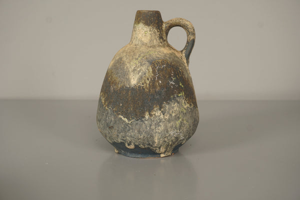 Ruscha Keramik Vintage Vase Jug 320-2 60s Tan Dark Blue Ceramic