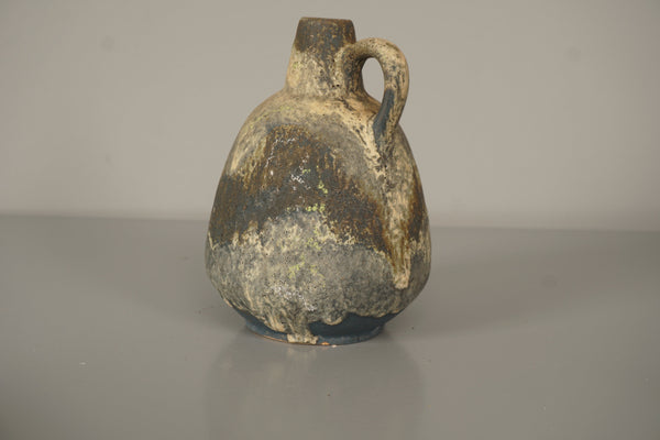 Ruscha Keramik Vintage Vase Jug 320-2 60s Tan Dark Blue Ceramic - Image 2