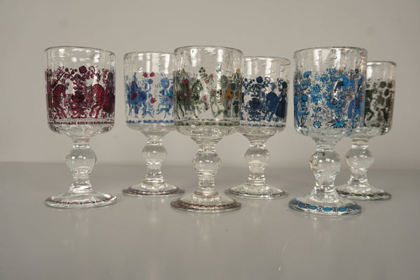 Alfred Taube Goblet 6-Piece Glass Set 1960s Transparent Blue Glass - Image 2