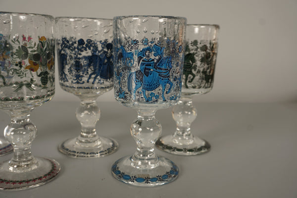 Alfred Taube Goblet 6-Piece Glass Set 1960s Transparent Blue Glass - Image 6