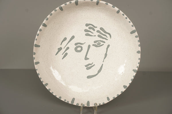 Vintage Plate 1960s Ceramic Cream Terracotta - Image 3